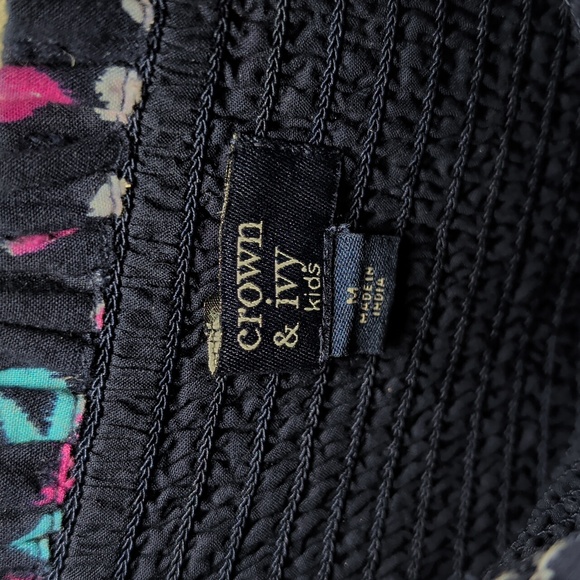 Crown & Ivy Kids Smocked Tiered Dress Blue Pink Ikat Ruffle Girls Size M - Picture 3 of 6